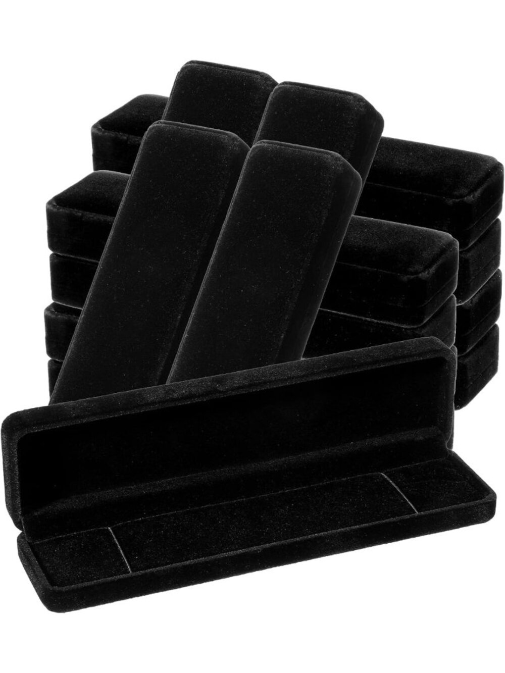 12 Velvet Jewelry Boxes - Black Storage Case for Bracelets, Necklaces & Gifts